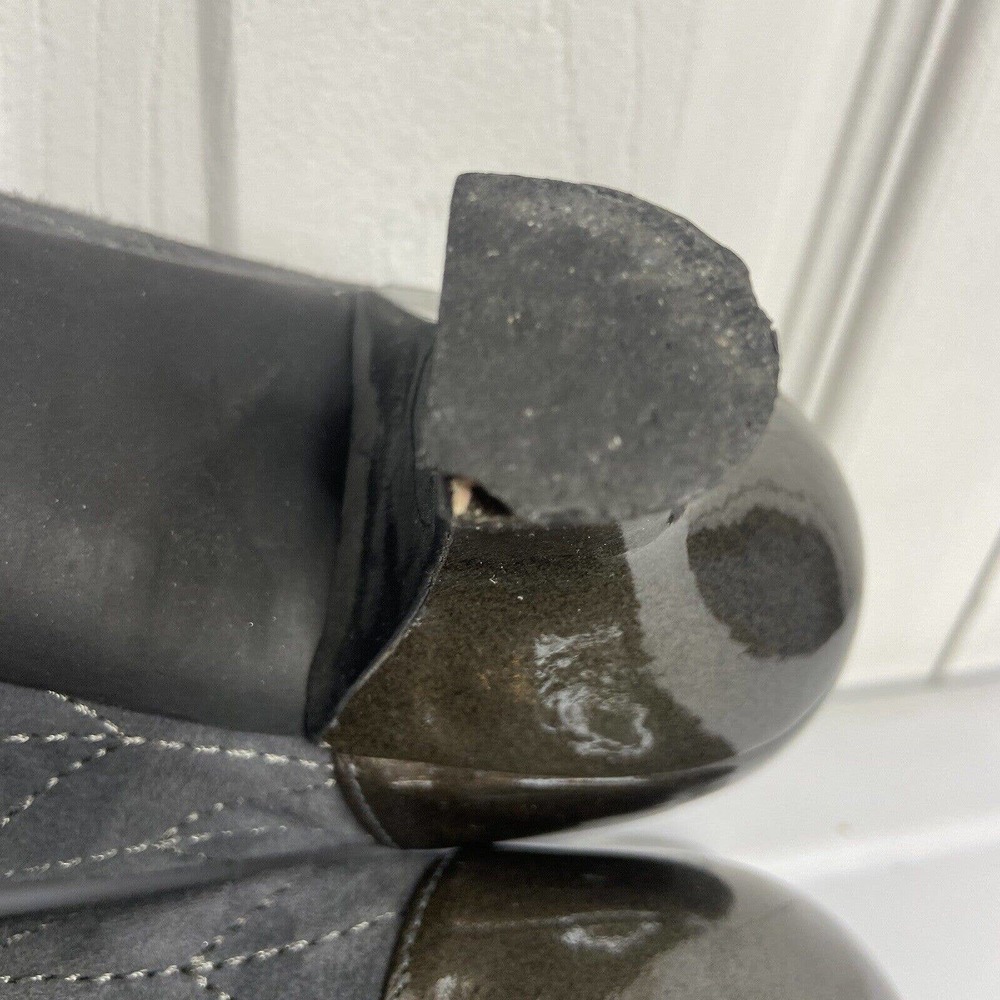 Franco Sarto Mary Jane Kitten Heel Pumps Size 10N Gray Stitching Suede Workwear - Picture 10 of 12